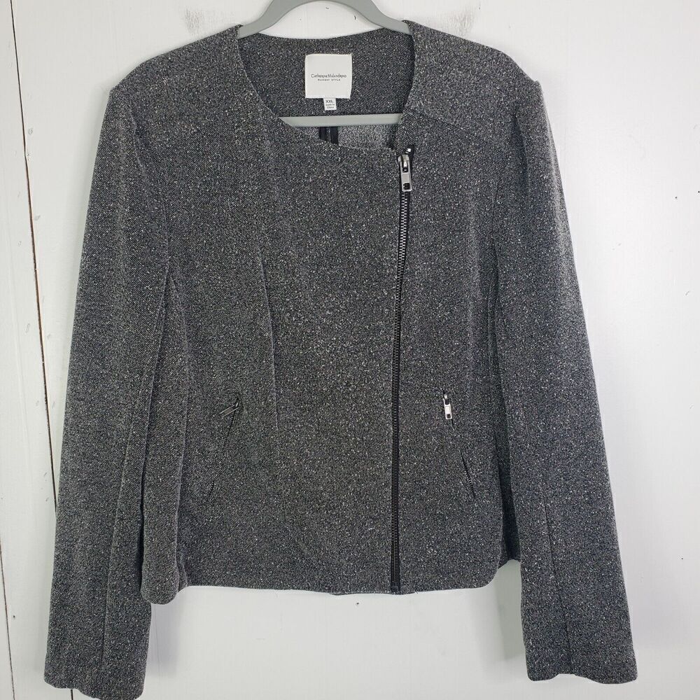 Catherine Malandrino Runway Style Womens XXL Asymmetrical Zip Marled Gray